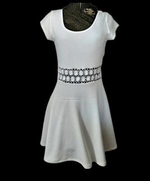 Dotted dress with floral cut out see throu…